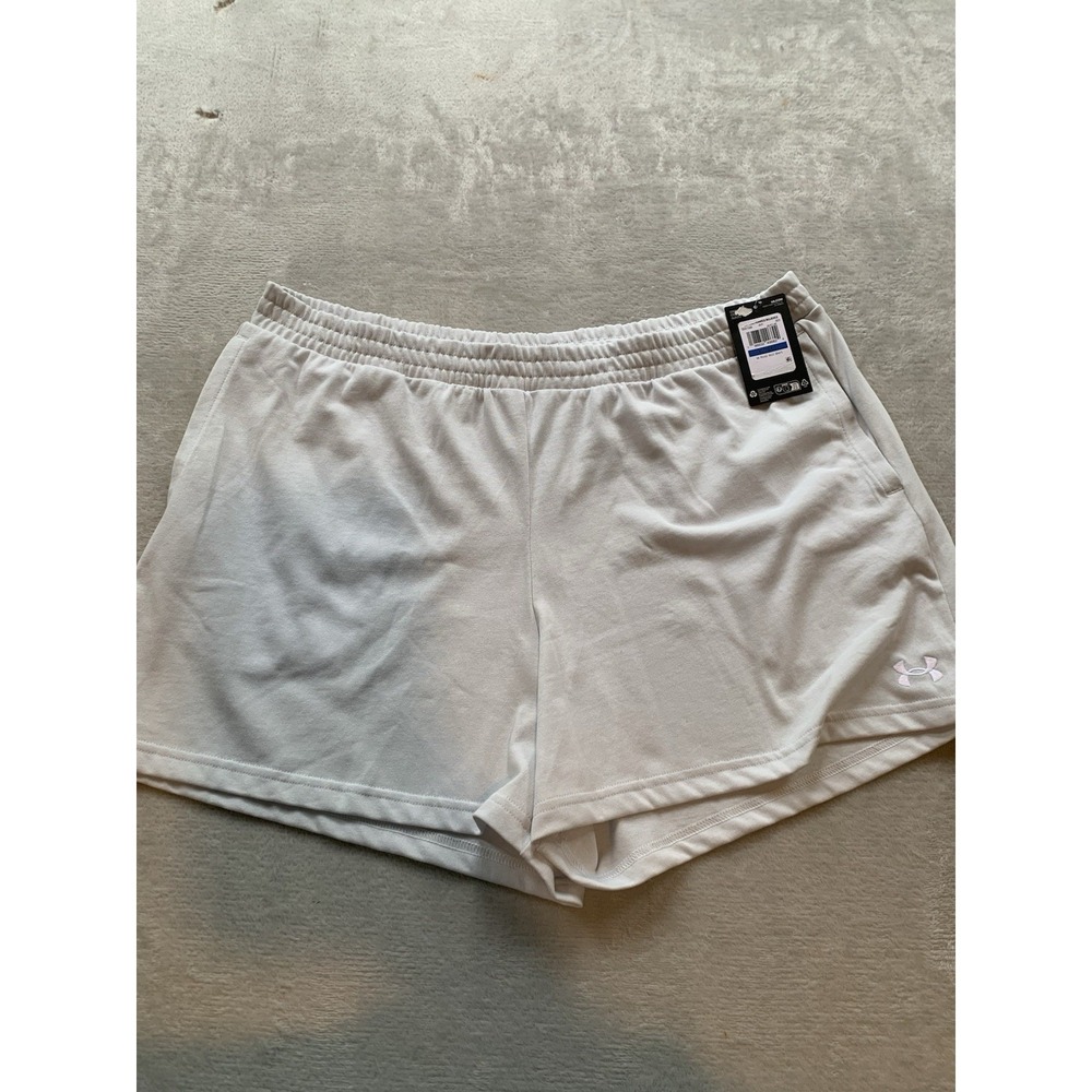 Under Armour UA Rival Knit Loose White Shorts Women's Size XL XLarge NEW W/ Tags